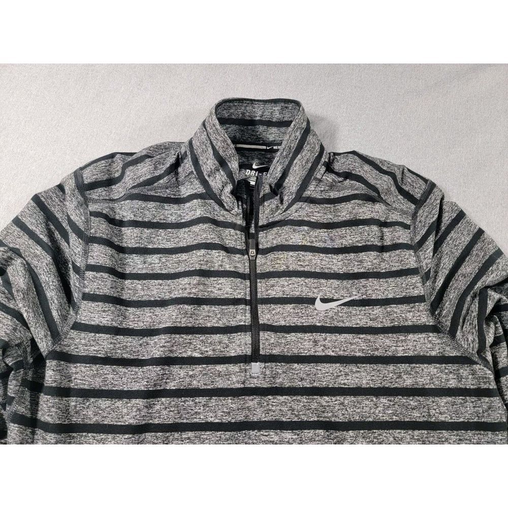 Nike Men's Medium Heather Black Striped Dri-fit Element 1/4 Zip Running Shirt
